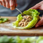 Foglie di verza farcite e arrotolate.