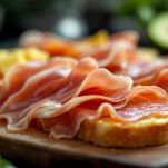 Prosciutto crudo sovrapposto all’ananas nel panino.