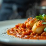 Seppie in umido impiattate e servite.