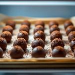 Palline di castagne poste in frigo per rassodarsi.