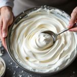 Crema al mascarpone resa soffice con panna montata.