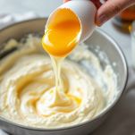 Uova integrate nel composto cremoso.