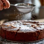 Torta raffreddata con zucchero a velo sopra.