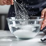 Zucchero sciolto nell’acqua con frusta.