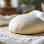 Panetto coperto a riposo sulla spianatoia.