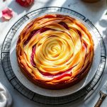 Dolce raffreddato decorato con petali di rosa.