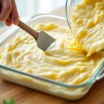 Impasto livellato nella pirofila oliata.