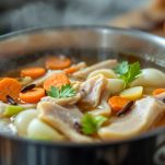 Trippa in bollitura con carota, sedano e alloro.