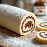 Biscuit farcito arrotolato per creare il tronchetto.