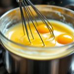 Tuorli montati a bagnomaria per la salsa olandese.