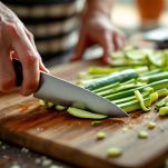 Bastoncini di zucchine infarinati pronti da friggere.