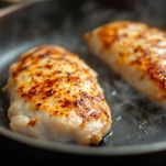 Pollo che rosola in padella fino a doratura.