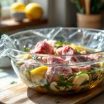 Pezzi di agnello in marinatura