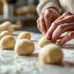 Palline di impasto modellate a mano.