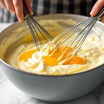 Uova aggiunte al composto di burro e zucchero