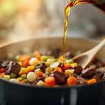 Verdure della marinatura unite alla carne in casseruola