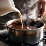 Cioccolato fuso a bagnomaria con latte