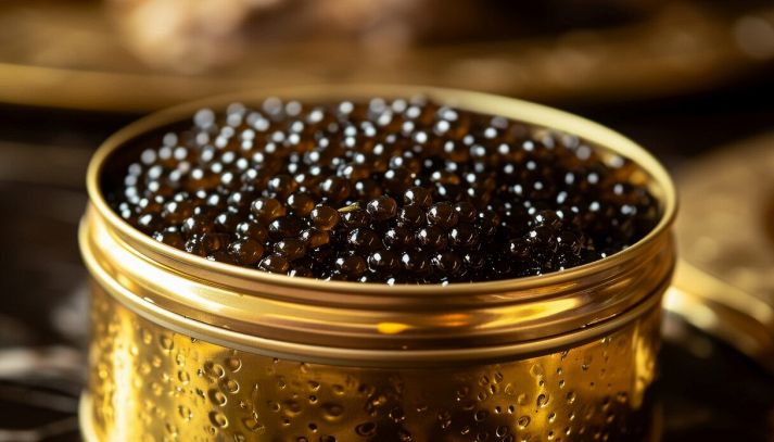 caviale almas nella tradizionale confezione d'oro