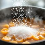 Zucchero e succo di limone aggiunti alle mele cotogne