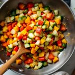 Verdure in cottura nel tegame