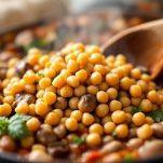 Ceci, fagioli e funghi nel tegame