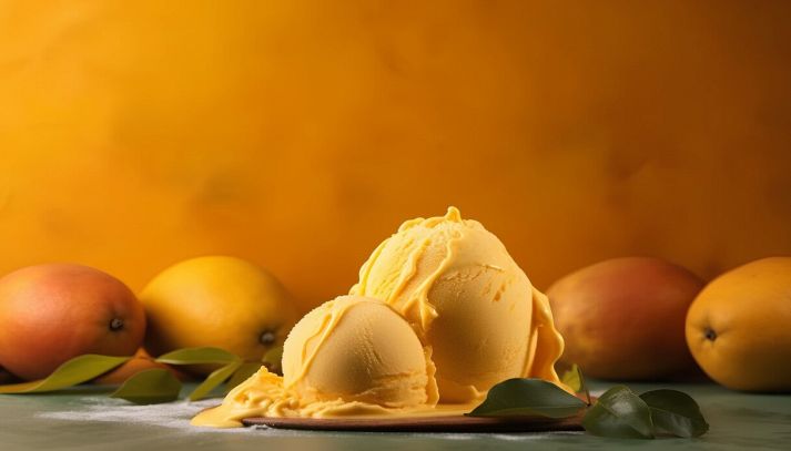 Gelato al mango con frutti