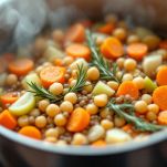 Pentola con legumi e ortaggi