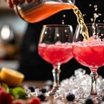 Coppe riempite con cocktail e ghiaccio