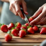 Fragole pulite su telo