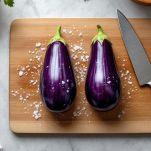 Melanzane su tagliere da farcire