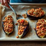 Farcitura di melanzane su teglia