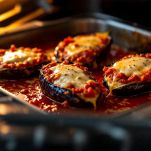 Melanzane ripiene in preparazione