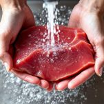 Tonno fresco tagliato a pezzi uniformi