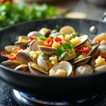 Soffritto profumato con liquido di vongole