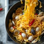 Pasta amalgamata nel sugo