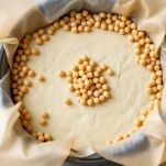 Pasta frolla coperta con carta forno e legumi secchi