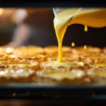 Pezzi di sfoglia schiacciati e modellati negli stampini