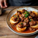 Pepposo servito con sugo