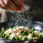 Aggiungete i piselli e saltate