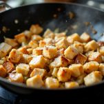 Bocconcini di pollo rosolati nel wok fino a doratura