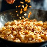 Mandorle tostate amalgamate al pollo pronto per servire