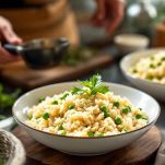 Riso e piselli servito