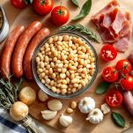 Verdure spezie e legumi disposti