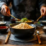 Ciotole bacchette e condimenti