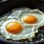 Uova fritte in padella con burro.