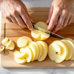 Fette di mela su tagliere