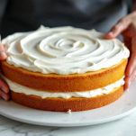 Secondo disco di pan di Spagna e restante panna montata livellata sopra