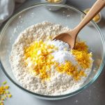 Farina e burro lavorati in ciotola