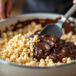 Riso soffiato nel composto al caramello