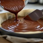 Impasto della torta versato nella teglia e livellato con spatola